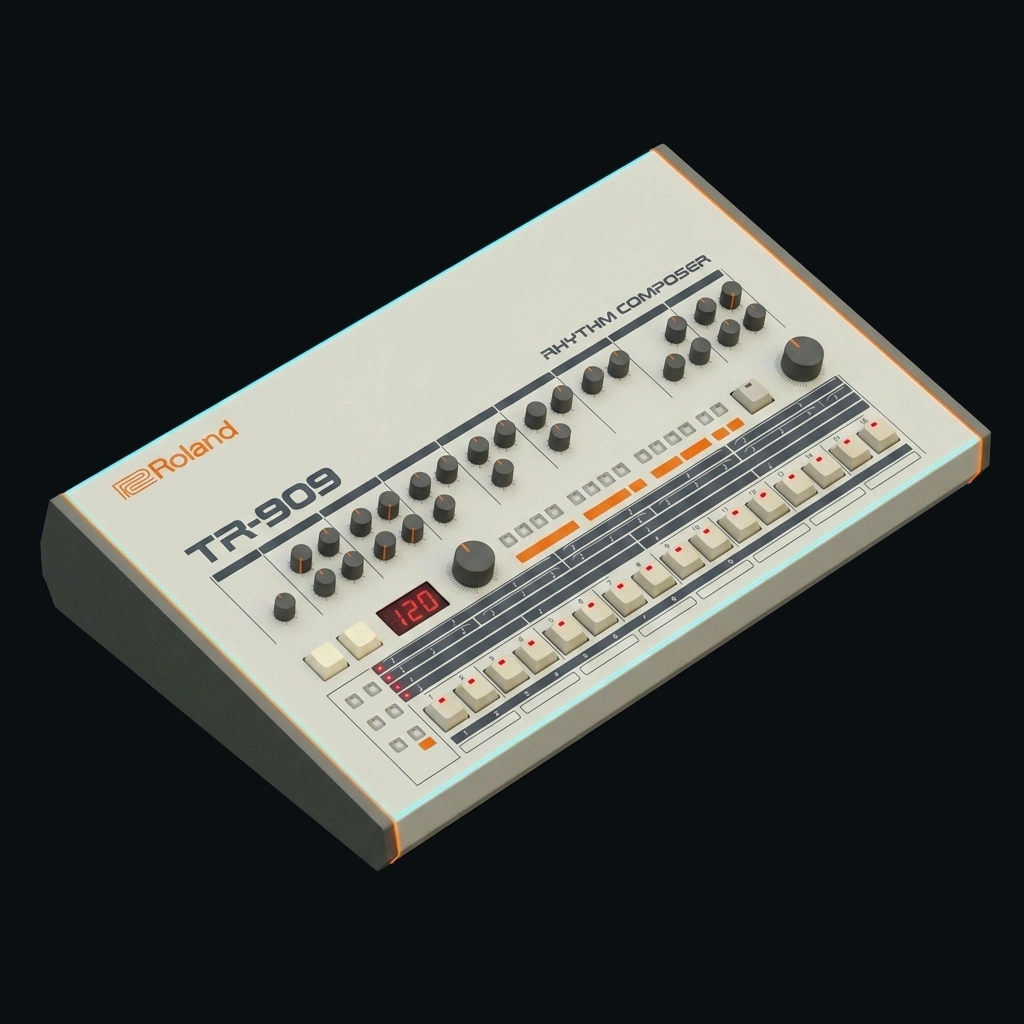 Roland TR-909 Spec Card Left Side