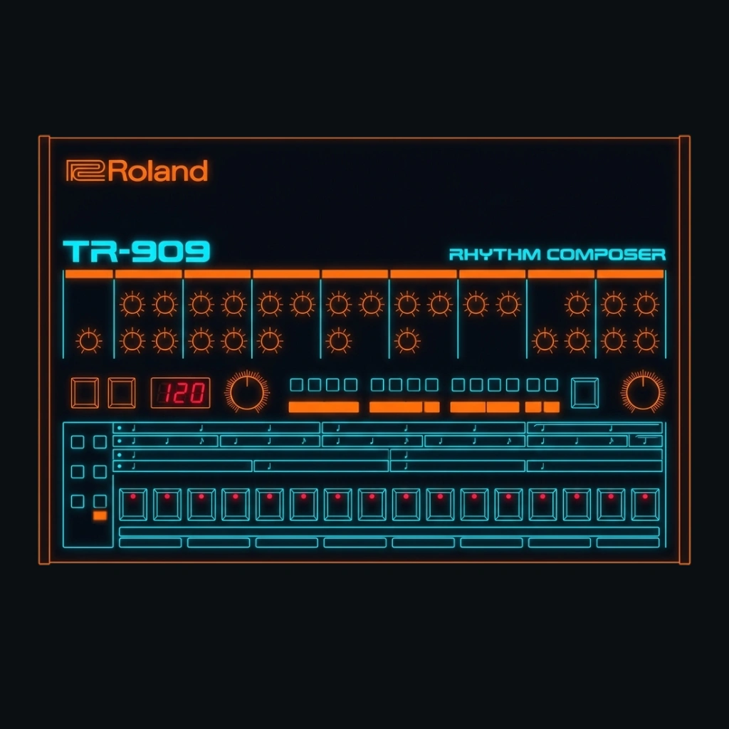 Roland TR-909 Vector CAD Artwork